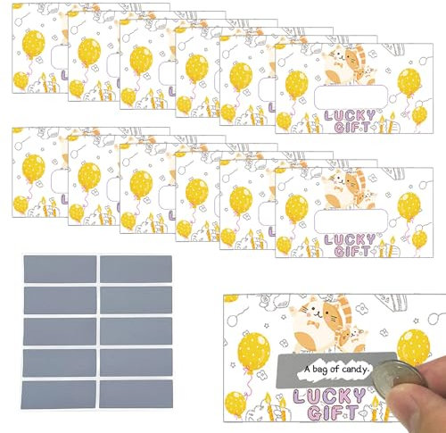 WOLMIK - Tarjetas de rascar personalizadas con pegatinas para rascar, certificados de regalo en blanco para niños, tarjetas de rascar, premios para niños