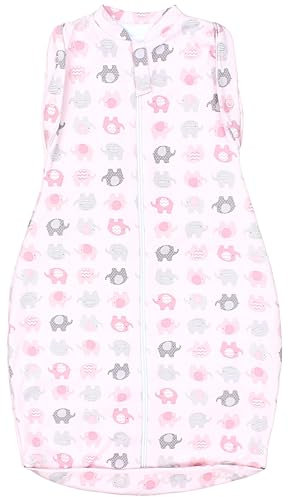 TupTam Baby Pucksack OEKO- TEX zertifizierte Materialien Swaddle Bag Wattiert Babyschlafsack 2.5 TOG unisex, Farbe: Unwattiert 0.5 TOG/Elefanten, Größe: 0-3 Monate