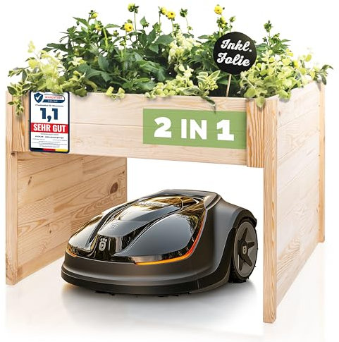 PATKAR Mähroboter Garage 79x73x56 cm – Wetter- & UV-beständig, Hochwertig, Made in Europe (Natur)