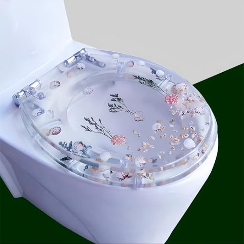 woxefo WC-Sitz mit Absenkautomatik, Toilettendeckel, aus hochwertigem Kunstharz, Toilettensitz mit Schnellverschlussfunktion,ergonomisch, geeignet für Badezimmer oder Gäste-WC(E)