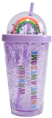 power gift Trinkbecher SUMMER mit Deckel und Halm. Wiederverwendbarer Becher. Doppelwandig. Shake. Auslaufsicherer Schraubdeckel. Schaker. Minelralwasser-, Frucht-, Saftbecher. Praktisches Geschenk.