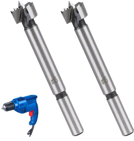 LNJBABAO Lot de 2 forets à bois de 6 mm pour le travail du bois (Ø 6 mm, longueur 95 mm, tige ronde) (15 mm)