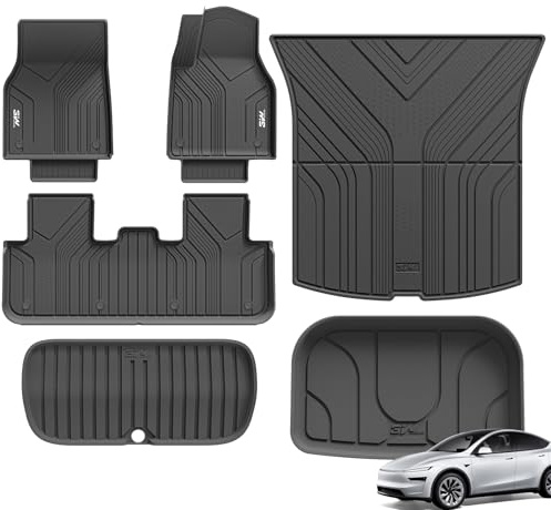 3W 6 Pcs Floor Mats and Boot Liner Fit for Tesla Model Y Juniper Premium Performance 2025 2026 New Version (Not for Standard), Thorex™ All Weather Dog Friendly Full Coverage Car liners & Trunk Mats