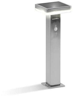 esotec Solar Gartenleuchte Wegeleuchte Amalia 44 Bewegungsmelder 102950 | Solar Wegeleuchte H44cm, Edelstahl, PIR 90°/6m, 4000K, 70/300/500lm, 12Std, LiFePO4 Akku wechselbar, Schraubmontage, IP44
