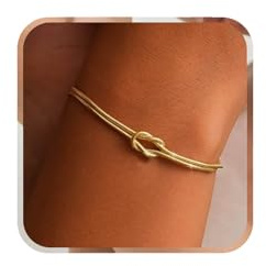 14K Vergoldet Armband Damen Gold Wasserfest,Silber Bracelet,Freundschaftsarmbänder,Partner Armbänder,Paar Armbänder,Armband Mutter Tochter,Geschenk Bester Freund,Geschenk für Partner,17+5 cm,Golden