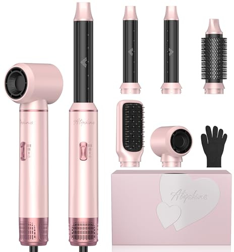 Haarstyler Hairstyler Atopskins 5 in 1 Air Styler Set, 5 in 1 Hair Styler föhn Set Mit Rundbürstenföhn Warmluftbürste Föhn Lockenstab Für Glätten, Trocknen, Volumen,Locken, Geschenkset Stylingbürsten