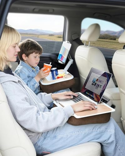 xuenair Bureau de voiture pour ordinateur portable avec tapis de souris, support de tablette arrière pour enfants, plateau de voiture pour siège avant, passager, coussin doux portable pour lit, canapé