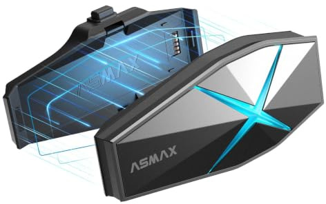ASMAX F1 Motorcycle Bluetooth Headset, Mesh Intercom with Voice Control | 10-Rider Intercom, ENC Noise Cancellation, Bluetooth 5.3, Music Share, Universal Pairing, Fast Charge, Magnetic Mount, 1 Pack