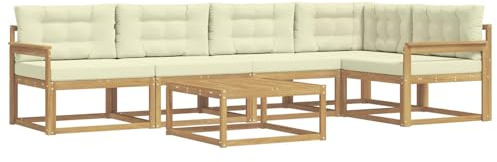 vidaXL Outdoor-Sofagarnitur 6 pcs Weiß und Creme 79 x 79 x 37 cm, Modernes Gartenmöbelset, wetterfestes Sofa, schicke Sitzgruppe, langlebige Liege fürs Poolside