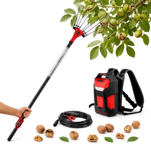 pedenencelia Raccoglifrutta Elettrico, Abbacchiatore per Olive Elettrico da 250w/600w con Asta Telescopica da 2-3 M, 6500 Giri/Min, 6 Livelli di Vibrazione, Batteria A Zaino, Macchina 600w