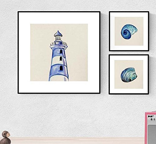Nacnic Pack de láminas para enmarcar MAR Azul. Posters Cuadrados con imágenes del mar. Decoración de hogar. Láminas para enmarcar. Papel 250 Gramos