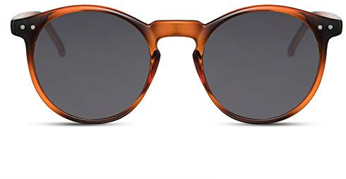 Cheapass Runde Sonnenbrillen Braun Schwarz UV-400 Hipster-Brille Rund Festival-Accessoire Plastik Damen Herren