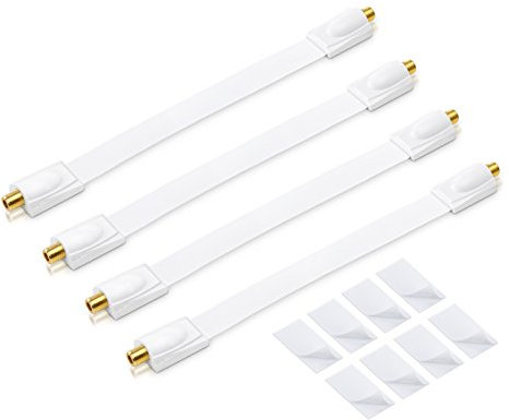 conecto 4X Premium Fensterdurchführung für SAT Kabel koaxial inkl. Klebepads (F-Kupplung auf F-Kupplung, vergoldet) weiß, 26 cm