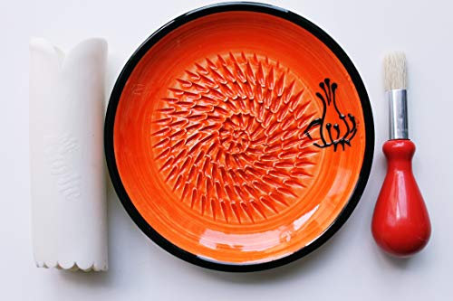 JOSKO Produkte 2739 Knoblauch, rot Reibeteller Set, Keramik, orange