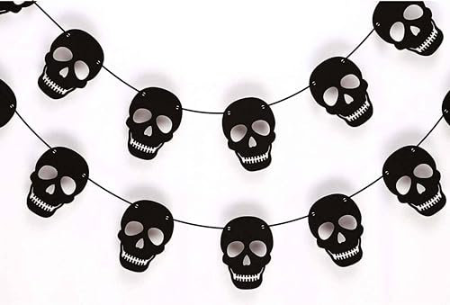 Schwarze Totenkopf-Girlande – Geburtstags-Dekorationen, Party-Dekoration, kreative Dekoration