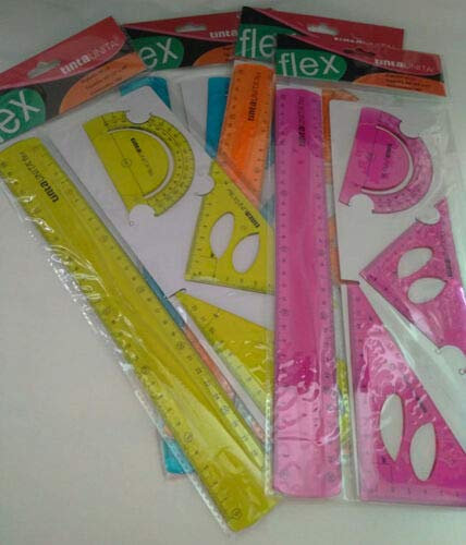 Tintaunita Kit Flex Flessibile Riga 30cm + 2 Squadre 45°/60° + Goniometro 180° Tinta Unita