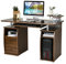 COSTWAY Scrivania Salvaspazio, Scrivania con Cassetti, Vassoio per Tasteriera, Ripiani e Porta Stampante, Scrivania Porta PC per Ufficio e Studio, 120 x 55 x 76 cm, Portata 60 kg (Noce)