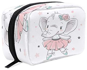 BKEOY Make-up-Tasche Ballerina Elefant Kosmetiktasche Pack Reißverschluss Beutel Make-up Toilettenbürste Tasche Organizer