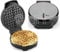 Dihl Electric Waffle Maker with Non Stick Plates, Single Round Belgium & American Style Waffle Iron, 1000W Temperature Control, Silver and Black