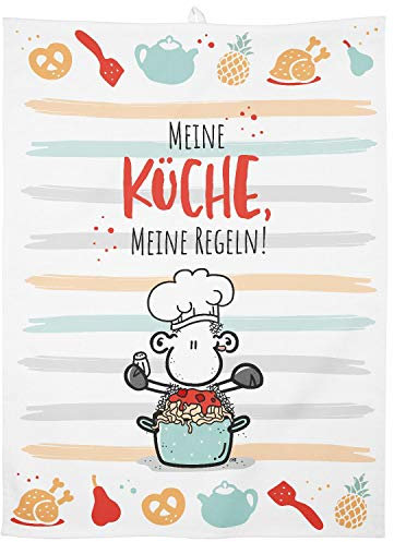 Sheepworld Geschirrtuch Motiv Meine Küche | Baumwolle, 60 cm x 45 cm, Farbiger Motivdruck | Geschenk, Küche, Kochen, Grillen | 47103