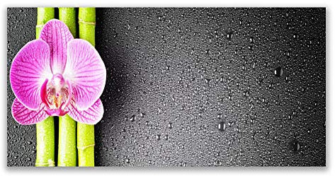 Tulup Impression sur Verre Acrylique 140x70cm - Plastique imprimés Tableau Mural Moderne décoration déco Design 4 Crochets - Bambou Tube Fleur Floral