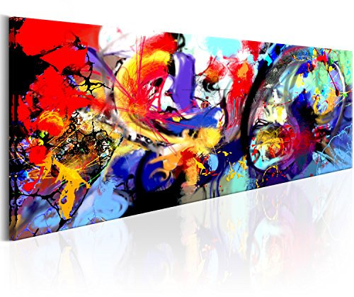 B&D XXL - Tableau décoratif abstrait 120x40 cm - Impression sur toile colorée - Décoration murale pour salon et chambre - Abstraction expression artistique coloré moderne joie a-A-0279-b-a