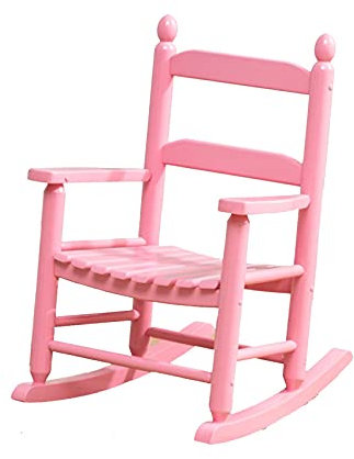 Schaukelstühle Sessel Kinderschaukelstuhl Holz, Outdoor Balkon Veranda Kinderwippe für Jungen Mädchen, Kinderstühle Im Alter Von 3-6 Jahren, Belastbar 80 Kg (Color : Pink)