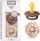 BIBS Boheme Schnuller 2er-Pack. BPA-frei. Kirschform Nippel, Größe 2 (6-18 Monate), Woodchuck/Blush