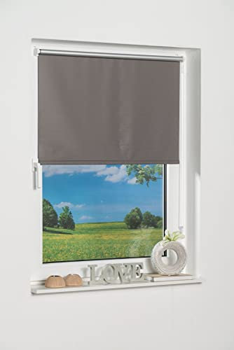 K-home Thermorollo Verdunklungsrollo ohne Bohren Grau B35 x H150 cm