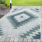 HomebyHome In & Outdoor Wetterfest 240x340 cm Blau, Zickzack Design 3D Effekt - Balkon Teppich Wasserfest, Kurzflor, Flachgewebt - Ideal für Küche, Garten, Camping und Terrasse