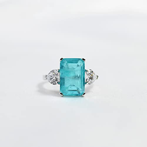 Solide 925 Sterling Silber Carbon Diamant Turmalin Trauringe für Frauen Funkelndes Schmuck Geschenk