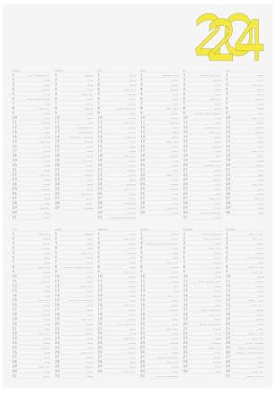 Typografie XXL Wandkalender 2024 groß (Hochformat — DIN A1 — 59,4 × 84,1 cm — Recyclingpapier) — Jahresplaner 2024 als Kalender für die Wand — gerollt