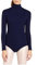 Lifup Damen Ballettanzug Langarm Body Gymnastikanzug Ballett Trikot Einteiler Bodysuit mit Rollkragen Marineblau 3XL