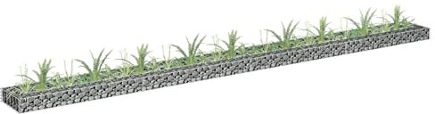 Tidyard Lit Surélevé à Gabion Acier Galvanisé, Idéal pour la Création Une Bordure Sécurisée pour Un Parterre de Fleurs/Plantes dans Le Jardin/sur Terrasse, 360x30x10 cm