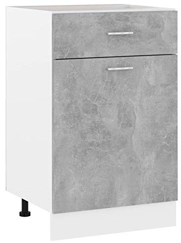 ZEYUAN Schubunterschrank, Küchenunterschrank, Küchenschränke, Küchenmöbel, Unterschrank, Kitchen Furniture, Betongrau 50x46x81,5 cm Spanplatte