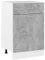 ZEYUAN Schubunterschrank, Küchenunterschrank, Küchenschränke, Küchenmöbel, Unterschrank, Kitchen Furniture, Betongrau 50x46x81,5 cm Spanplatte