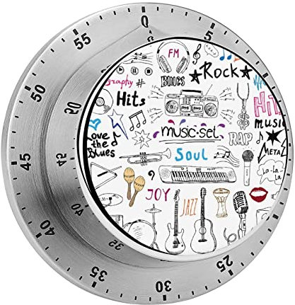 Minuteur de cuisine avec motifs musicaux - Minuteur mécanique magnétique pour la cuisson à la maison et au four