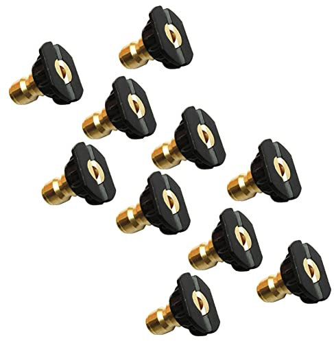 10 Pcs Pressure Washer Adapter, 1/4inch Plastic and Brass Pressure Washer Spray Tips Nozzles Kit Quick Connect Set