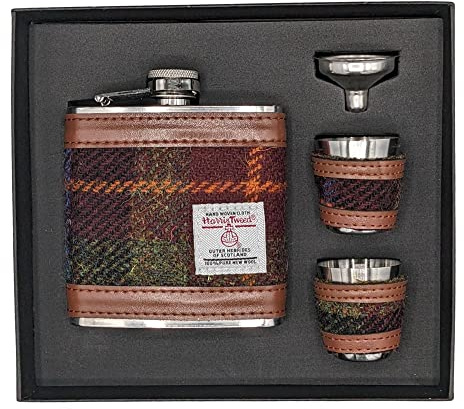 Harris Tweed Flachmann, 170 ml, Rostkaro