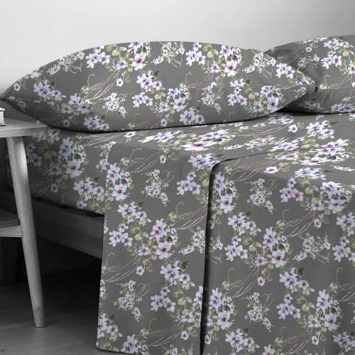 Dis Primula Bettwäsche-Set aus 100 % Baumwollsatin, hergestellt in Italien