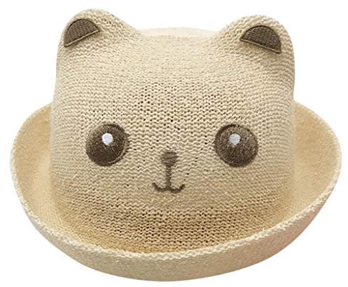 Kinder Sommer Strohhut Comics Katze Eimer Beach Sun Hut für Mädchen Jungen Wollhuhn Schal Mädchen