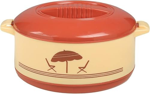 Insulated Casserole HotPot Thermal Serving Bowl Keeps Food Hot or Cold for Long hours, Outer Body of Plastic Inside Body of Stainless Steel, Capacity 2000ml (Beige)