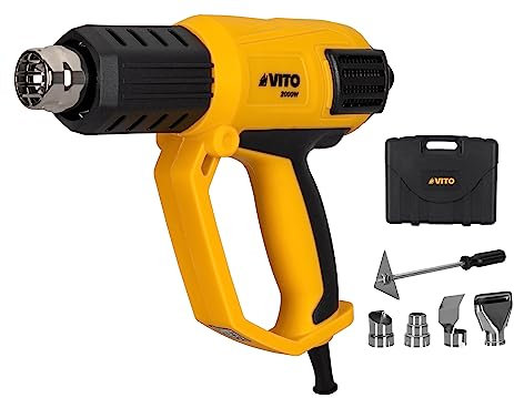 VITO - Pistolet a air chaud 2000W Décapeur thermique 3 Vitesses 50°à 600° 5 Accessoires Mallette
