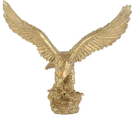 Pssopp Adler Statue aus Kunstharz Goldene Adler Skulptur für Deko Zuhause Garten Bauernhof, Lebendige Adler Figur als Sammlerstück oder