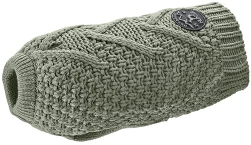 HUNTER Hundepullover MALMÖ, Farbe: Khaki, klassisches Zopfstrick-Muster, wärmend & bequem, elastisch für optimalen Sitz, reflektierend für mehr Sichtbarkeit, waschbar bei 30°C, Größe: 45