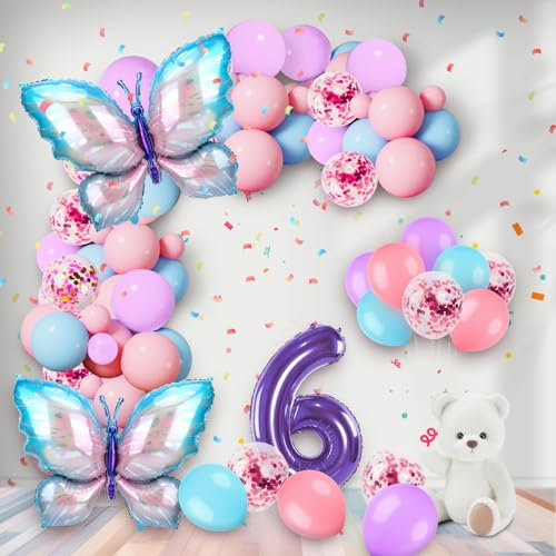 Violet Kit d'arc et de Guirlande de Ballons de Fête 37 Pièces, Anniversaire Décorations Ballon Violet Rose pour Decoration Anniversaire Garçon Fille de 6 ère Année, Baby Shower, Mariage