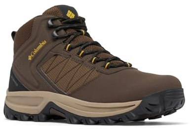 Columbia Men's Transverse Hike Waterproof, Waterproof Mid Rise Trekking and Hiking Boots, Cordovan/Golden Yellow, 10