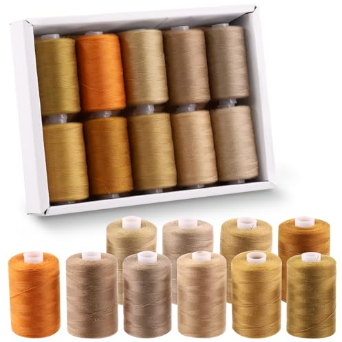 Swpeet 10 fili da 914,4 m, multiuso, con kit di aghi da cucito, pratici fili da cucito in poliestere, set di infila aghi per cucito a mano, per amanti dell'artigianato, 10 colori