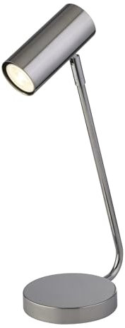 Licht-Erlebnisse Schreibtischlampe Chrom GU10 40 cm hoch verstellbarer Schirm Retro Design Metall Tischleuchte Arbeitszimmer Leselampe Büro