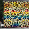 ABAKUHAUS Leopardenmuster Duschvorhang, Abstraktes Animal Spot Ornament in Regenbogenfarben Groovy Concept, Stoffliches Gewebe Badezimmerdekorationsset mit Haken, 175 x 200 cm, Gelb Mehrfarbig